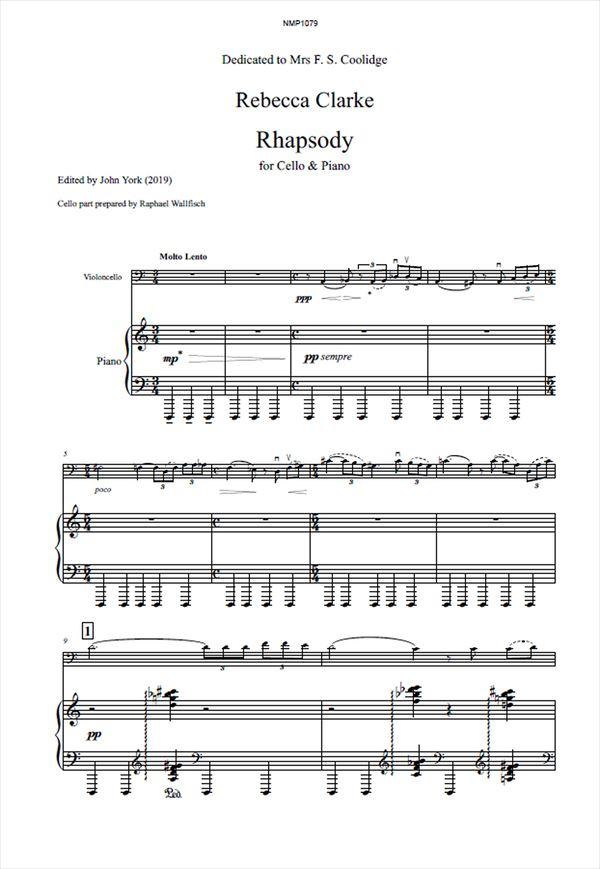 【楽譜】レベッカ・クラーク：チェロとピアノのためのラプソディ