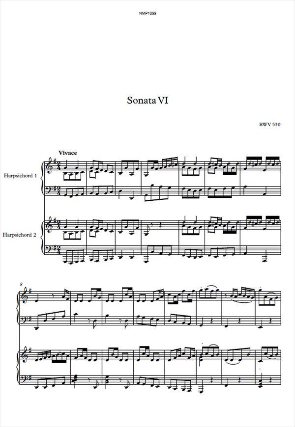 【楽譜】J.S.バッハ：トリオ・ソナタ ト長調 BWV 530